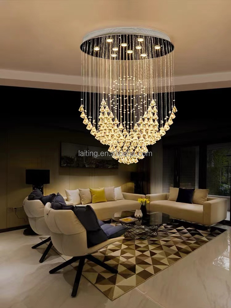 Modern High quality Crystal Ceiling Lamp Round Flower Luxury Crystal Chandelier Lighting Fixtures Surface Mounted