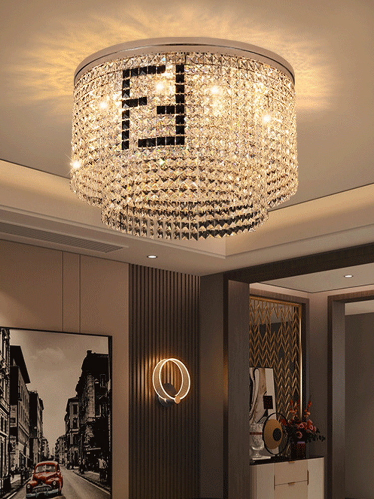 Contemporary Circular Round Crystal Pendant Led light Indoor Lighting Modern Chandelier Flush Mount