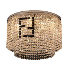 Contemporary Circular Round Crystal Pendant Led light Indoor Lighting Modern Chandelier Flush Mount