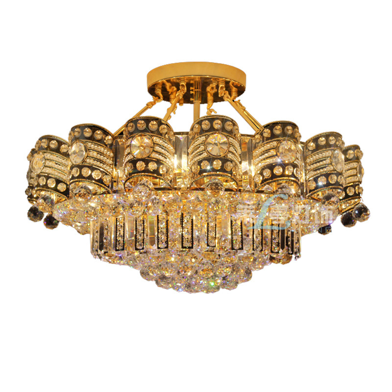 Semi Flush Mount Ceiling Light led Color Changing Crystal Indian Chandelier for Restaurant