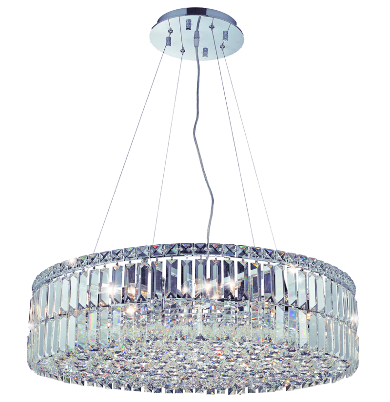 Crystal Chandelier Round Chrome Pendant Ceiling Dining Room Lighting Light Fixture 20