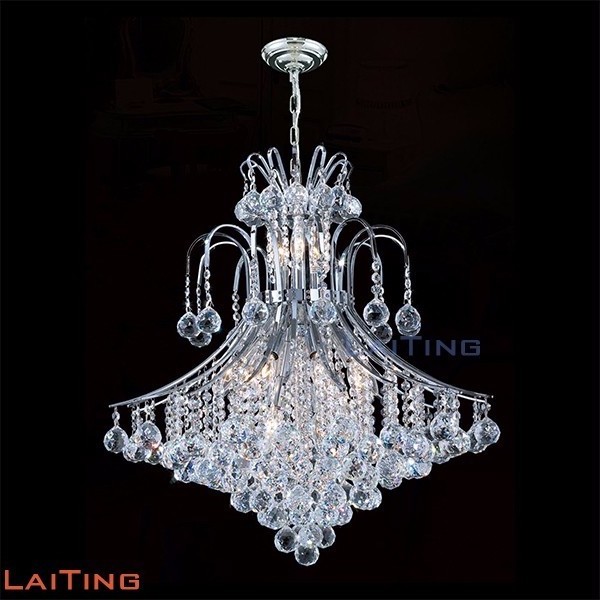 Restaurant Decor Pendant Chandelier Lamp Foyer Chrome Cut Crystal Hanging Lights Lighting