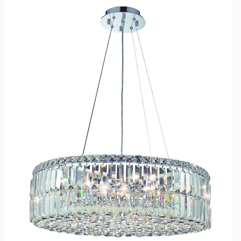 Crystal Chandelier Round Chrome Pendant Ceiling Dining Room Lighting Light Fixture 20