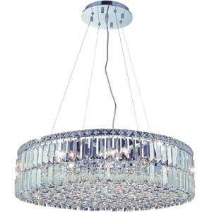 Crystal Chandelier Round Chrome Pendant Ceiling Dining Room Lighting Light Fixture 20"