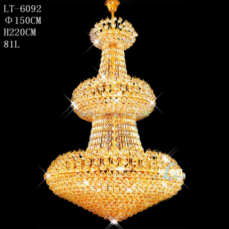 Incandescent Luminaire Pendant Lamp, Large Crystal Chandelier For Hotel