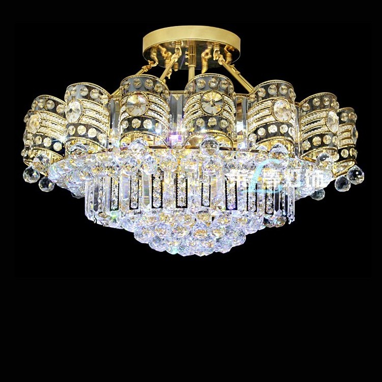 Semi Flush Mount Ceiling Light led Color Changing Crystal Indian Chandelier for Restaurant