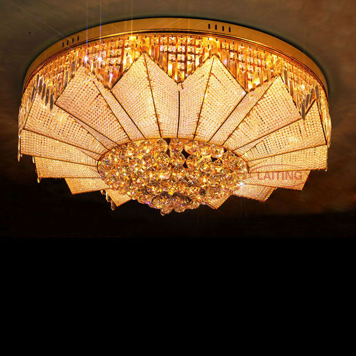 Modern Gold Crystal Chandelier Children Bedroom Drum crystal flush ceiling lamp Custom Lighting Fixture