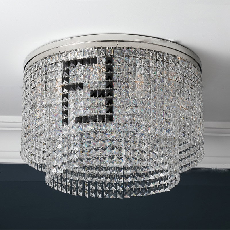 Contemporary Circular Round Crystal Pendant Led light Indoor Lighting Modern Chandelier Flush Mount