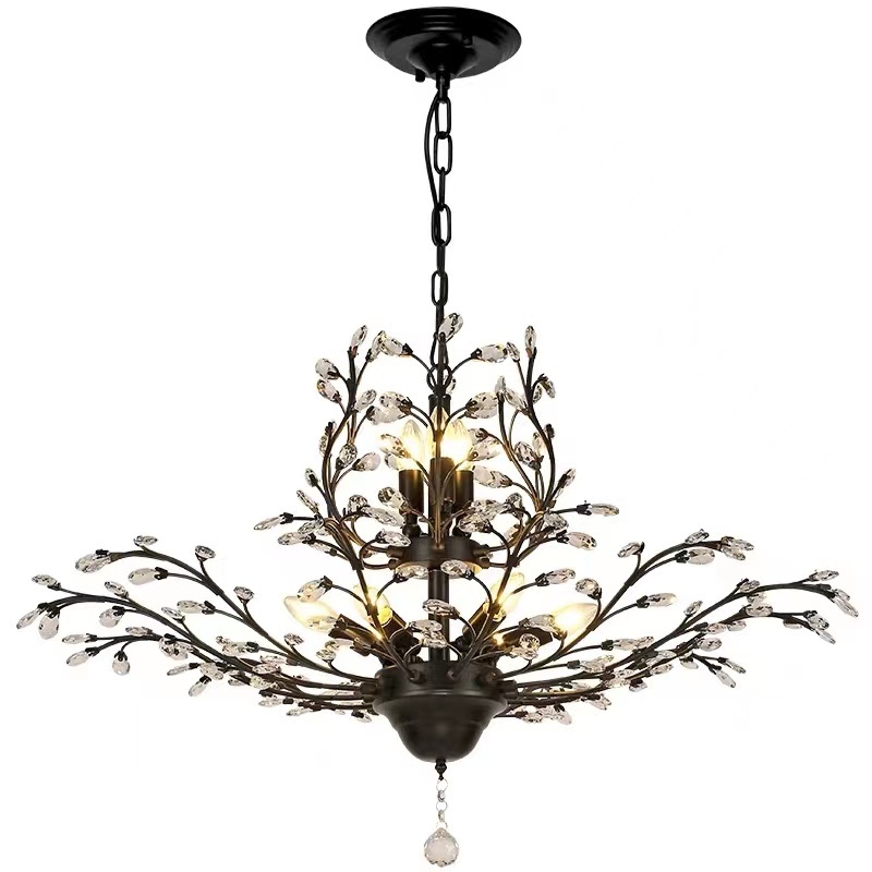 Latest Design Exotic Chandelier Pendant Lights Rustic Country Style Hanging Light 72113 Bedroom OEM ODM Service Crystal Modern