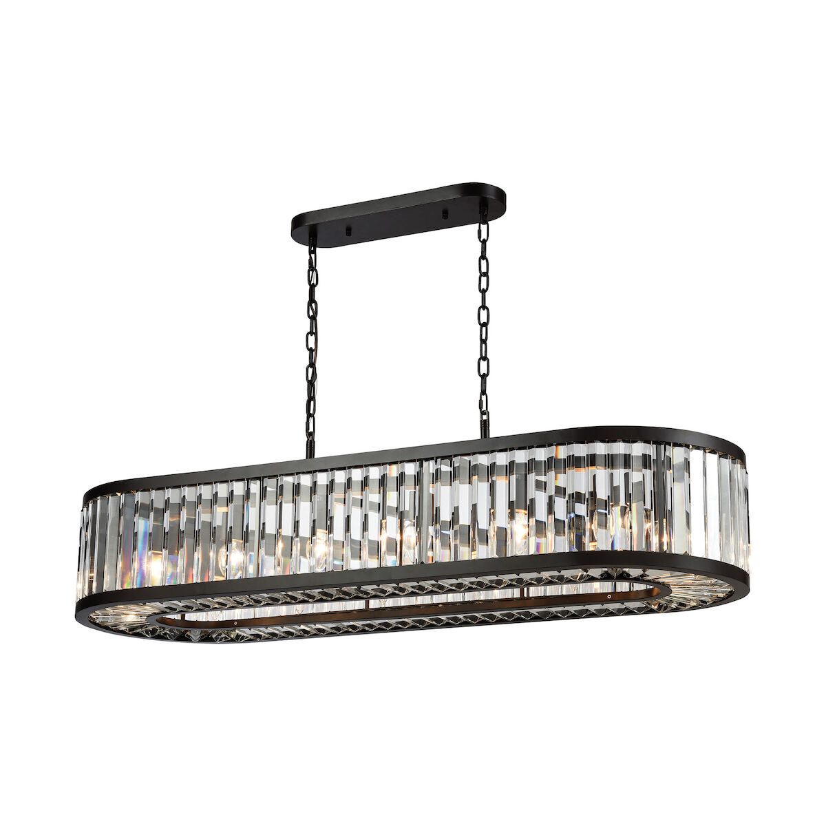 Clear K9 Crystal Chandelier Dining Room Light Fixtures Polished Black Finish Modern Rectangle Chandeliers