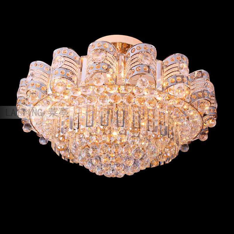 Semi Flush Mount Ceiling Light led Color Changing Crystal Indian Chandelier for Restaurant