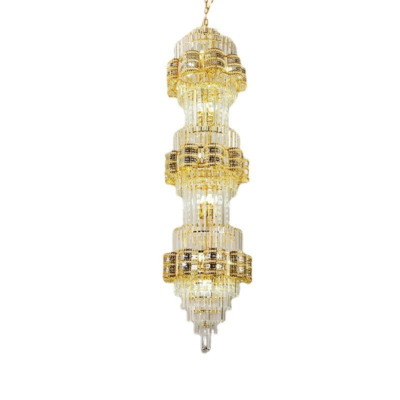 Lustre Stair Led Chandelier K9 Gold Crystal Chandelier Lighting Modern Chandeliers Hotel Villa Mall Aisle Engineering