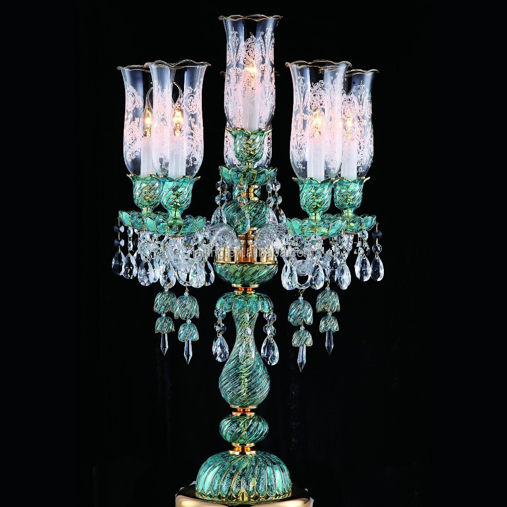 Green Color European Style Ba ccarat Table Ba ccarat Crystal Price Candelabra Lamp