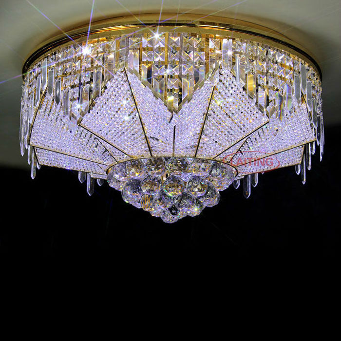 Modern Gold Crystal Chandelier Children Bedroom Drum crystal flush ceiling lamp Custom Lighting Fixture