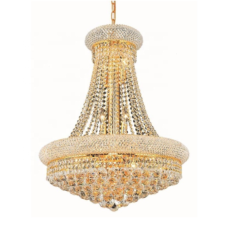 Classic Designer Room Decoration Pendant Lights Led Large K9 Crystal Modern Luxury Empire Gold Chandelier