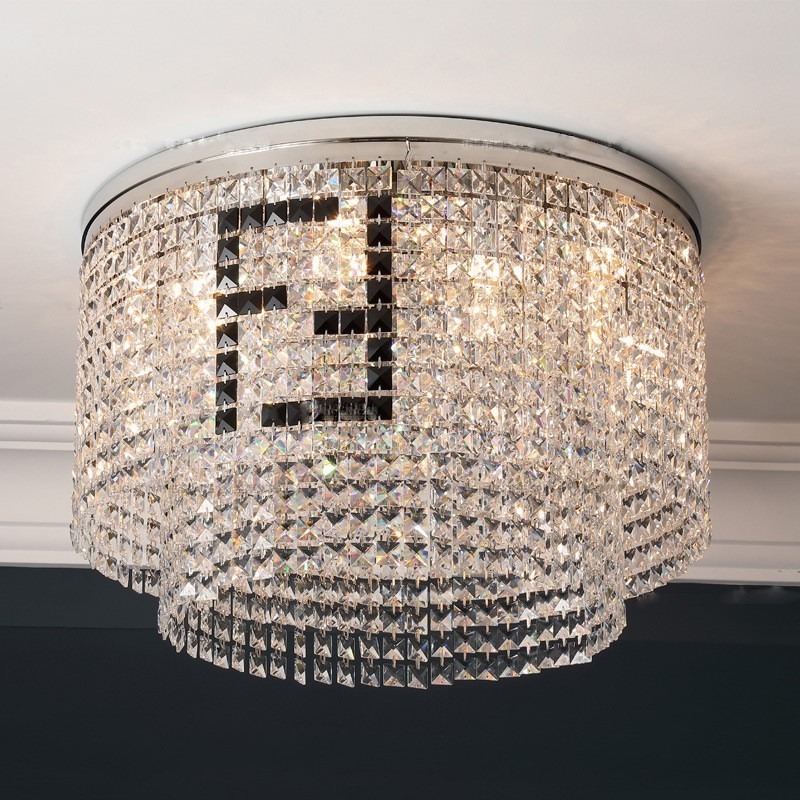 Contemporary Circular Round Crystal Pendant Led light Indoor Lighting Modern Chandelier Flush Mount