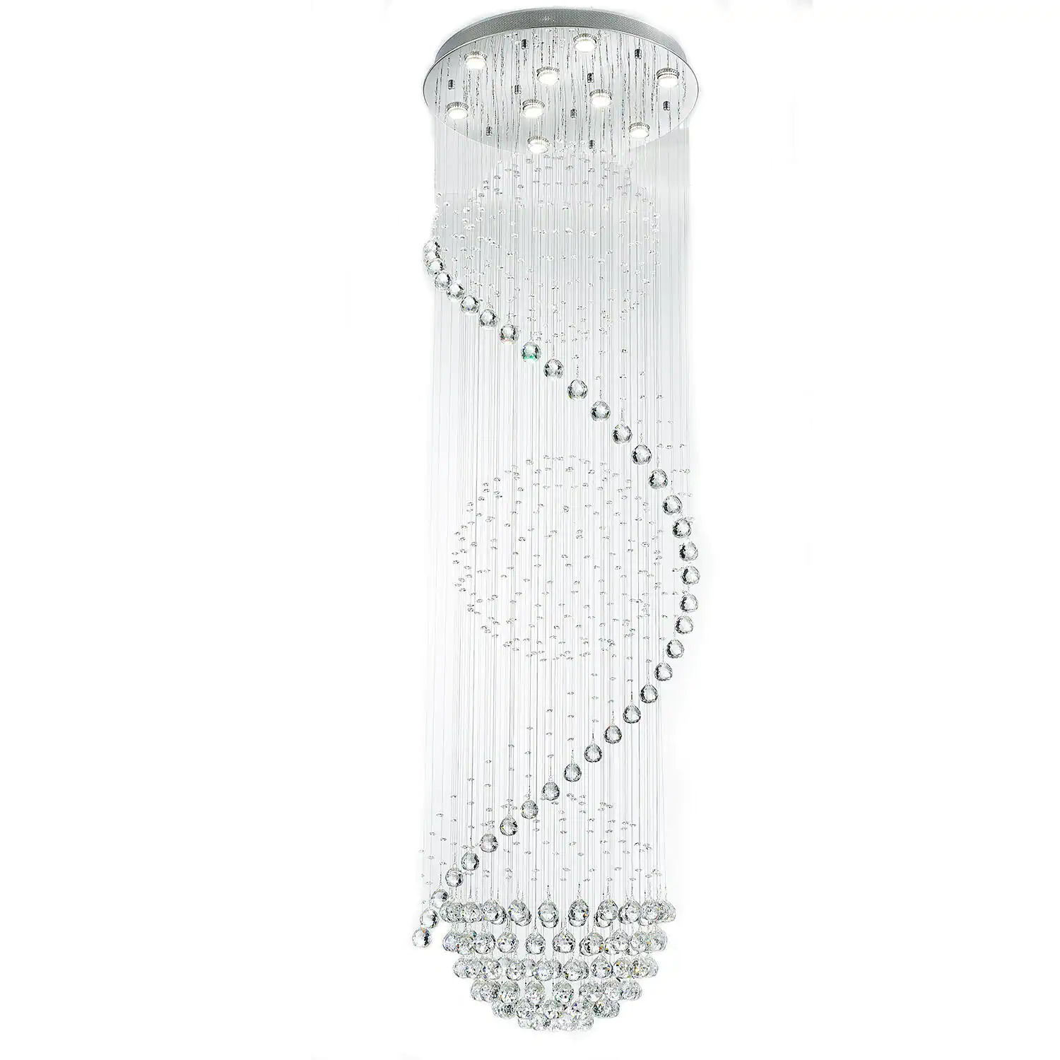 led luxury modern hotel crystal chandeliersround Long Stair Crystal Chandelier chain crystal orbs rain drop chandelier