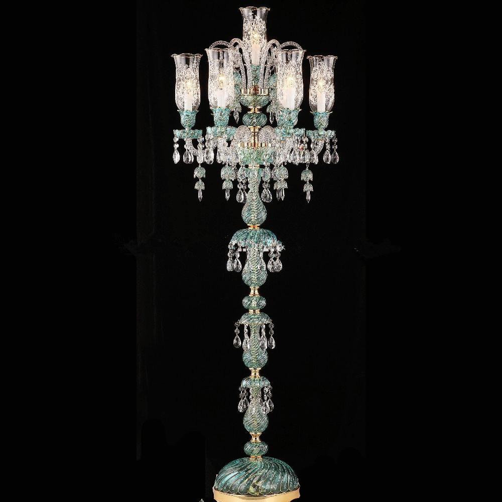 Green Color European Style Ba ccarat Table Ba ccarat Crystal Price Candelabra Lamp