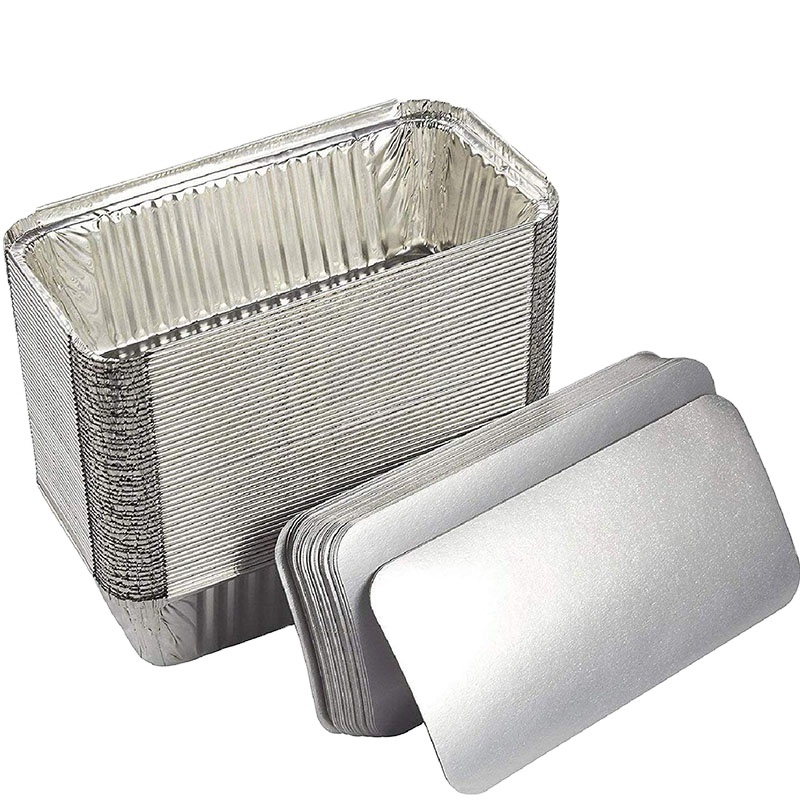 750ml Disposable Mini Loaf Pan Aluminum Frying Pan Foil Food Aluminum Dishes Baking Tray with Lids RE216