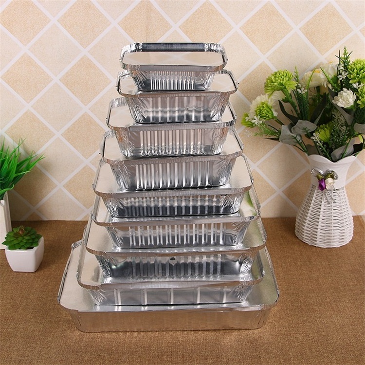 10 20 50 PCS Food Grade Disposable Aluminum Foil Food Container Aluminum Tray Rectangle Aluminium Foil Plates with Lids