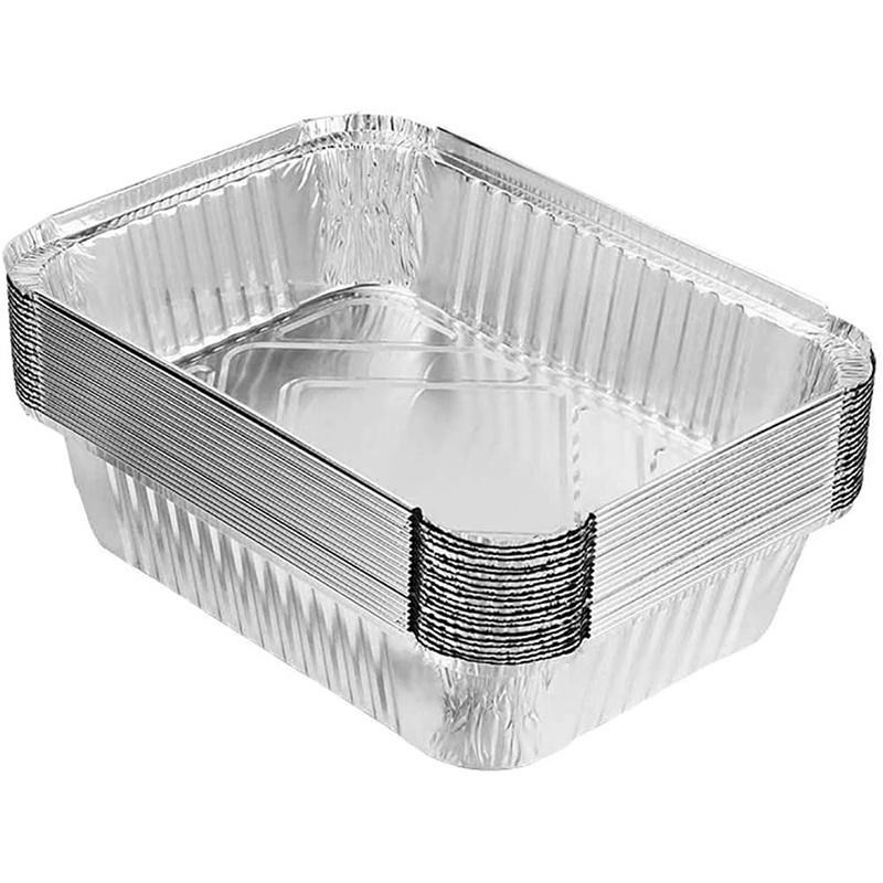 10 20 50 PCS Food Grade Disposable Aluminum Foil Food Container Aluminum Tray Rectangle Aluminium Foil Plates with Lids