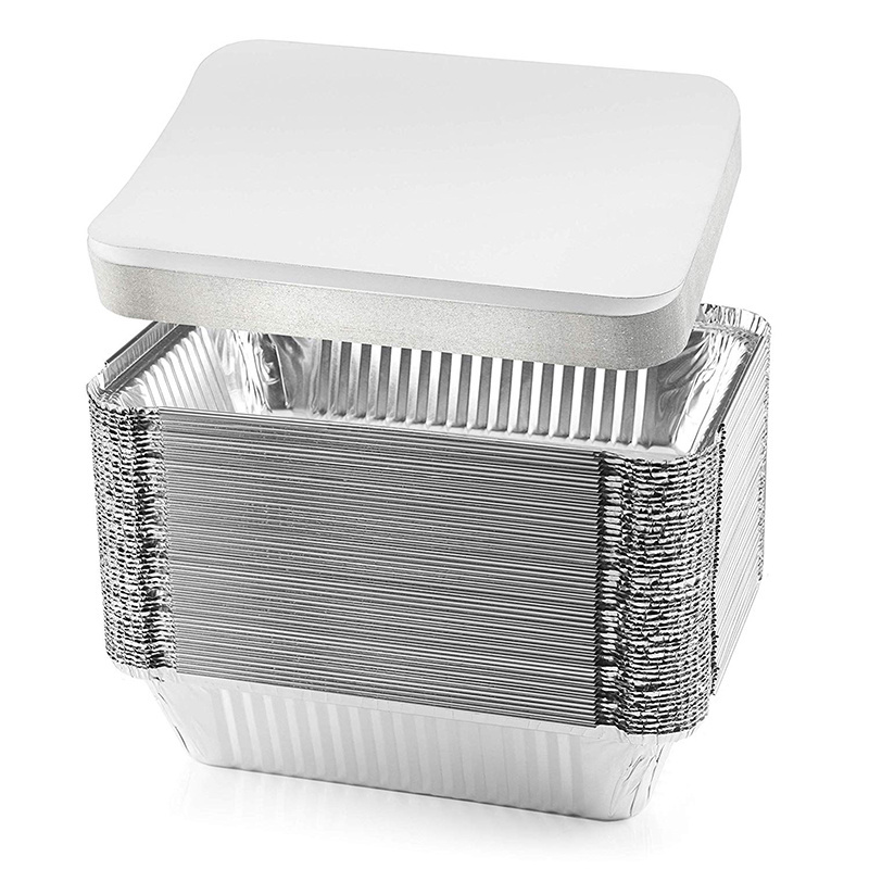 10 20 50 PCS Food Grade Disposable Aluminum Foil Food Container Aluminum Tray Rectangle Aluminium Foil Plates with Lids