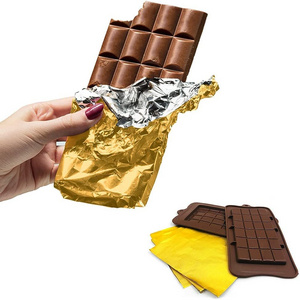 Custom Size Aluminum Foil Pieces Candy Chocolate Foil Gold Chocolate Wrapping Paper