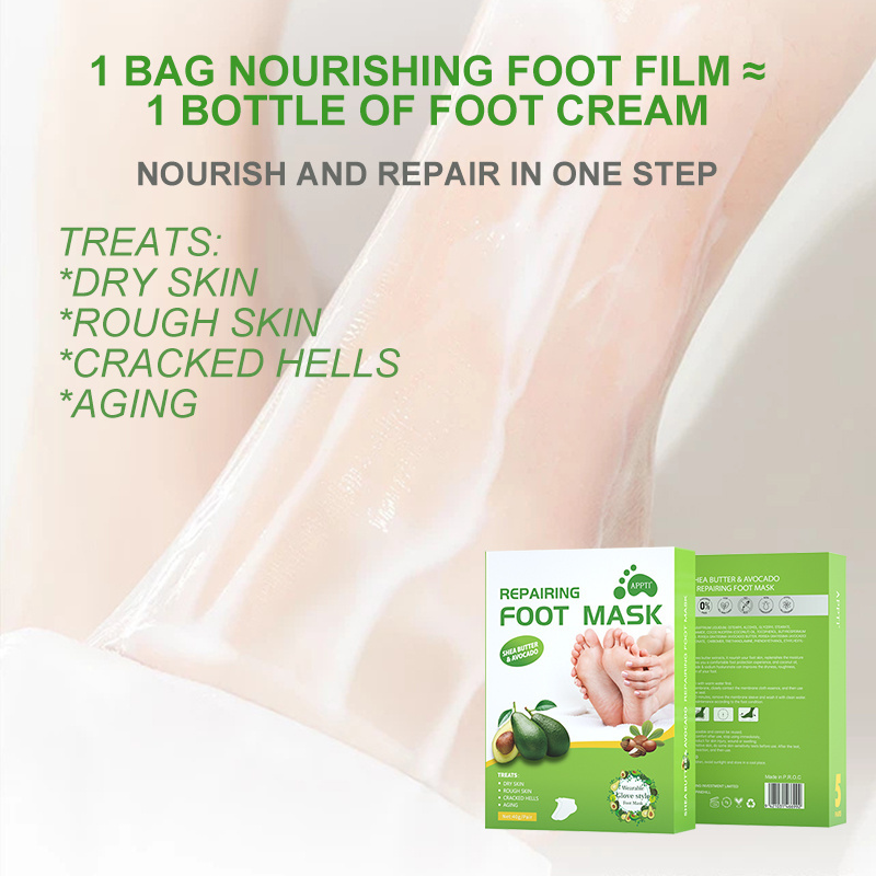 Wholesale Shea Butter & Avocado Separing Foot Mask Skin Care Moisturizing peeling gloves foot membrane foot sheet mask