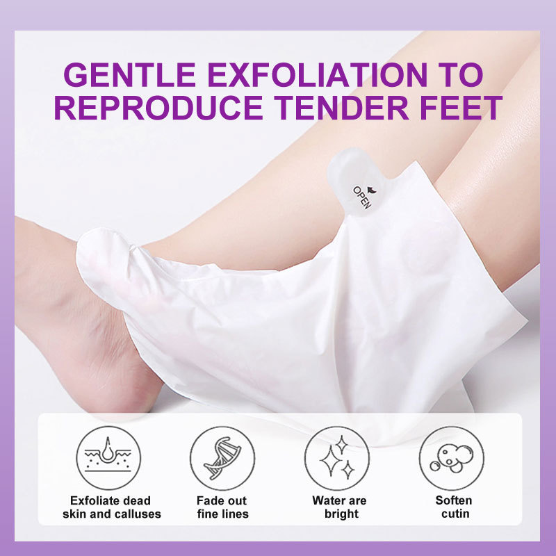 LYW oem wholesale peeling exfoliating peel lavender foot mask foot skin care products korean feet sheet mask socks exfoliation