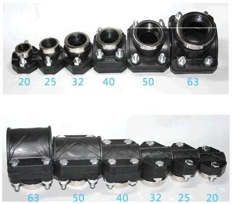 PE rubber clamp saddle hdpe pp compression fittings