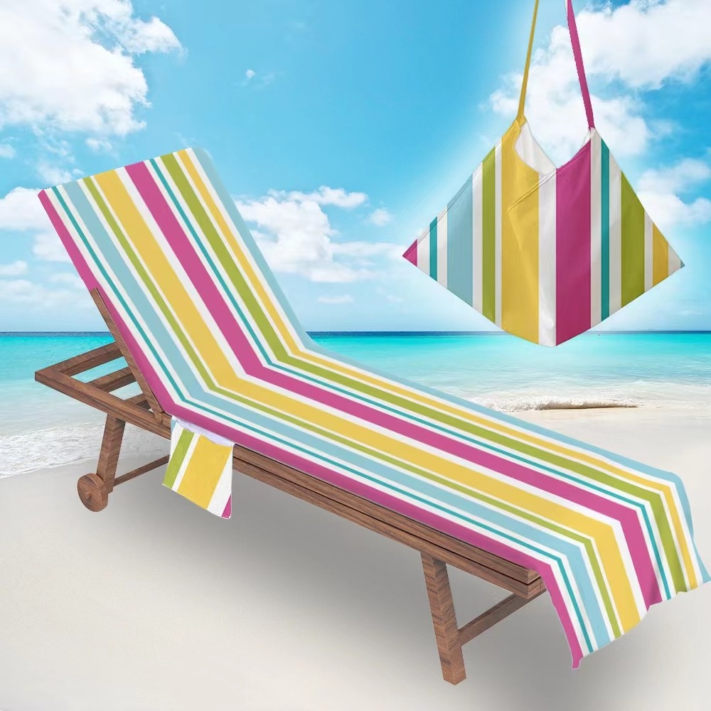 Swimming Pool Beach Towel Lounge Chair Cover Custom Logo Beach Chair Cover with Pockets