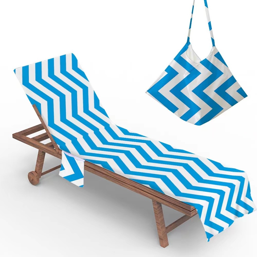 Swimming Pool Beach Towel Lounge Chair Cover Custom Logo Beach Chair Cover with Pockets