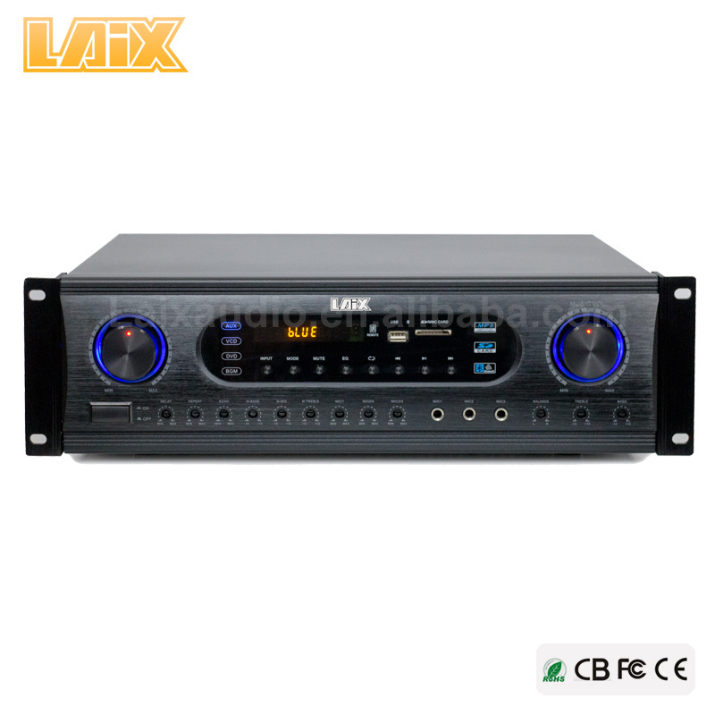 2.0 Audio stereo karaoke DJ BT amplifier with USB/SD/FM/BT Professional Power Amplifier