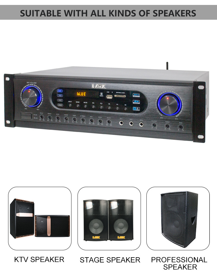 2.0 Audio stereo karaoke DJ BT amplifier with USB/SD/FM/BT Professional Power Amplifier