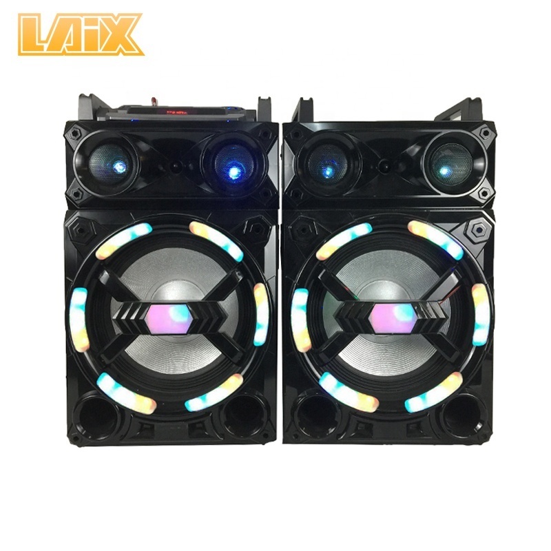 Laix SS-3 Speaker Sound System Microphone Power Large 80W+80W 10 Inches Super Bass Wooden Case Hifi Stage Speakers