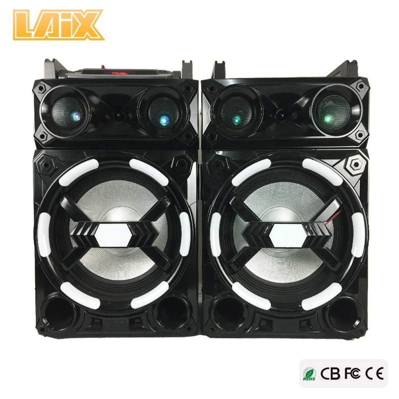 Laix SS-3 Speaker Sound System Microphone Power Large 80W+80W 10 Inches Super Bass Wooden Case Hifi Stage Speakers