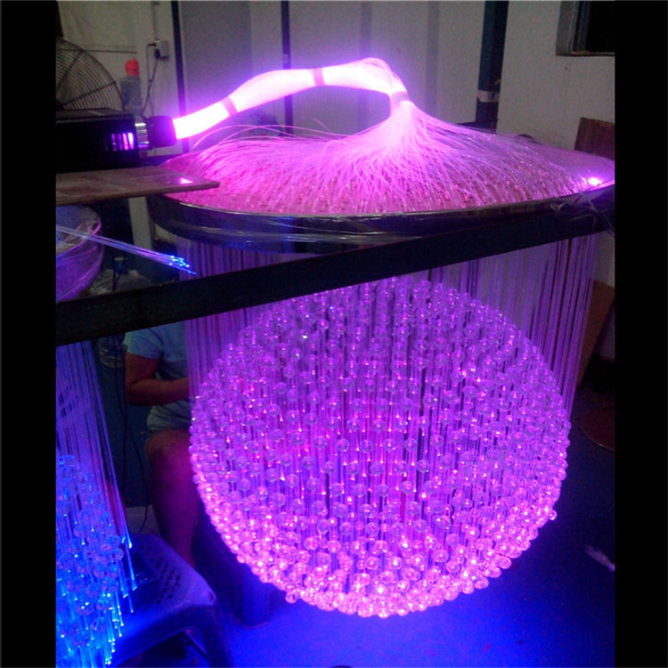 Hall decoration fiber optic chandelier with a ball shape light, banquet hall lighting