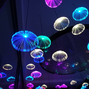 Diameter 20cm led fiber optic light jellyfish hanging lamp for holiday light restaurant decoration