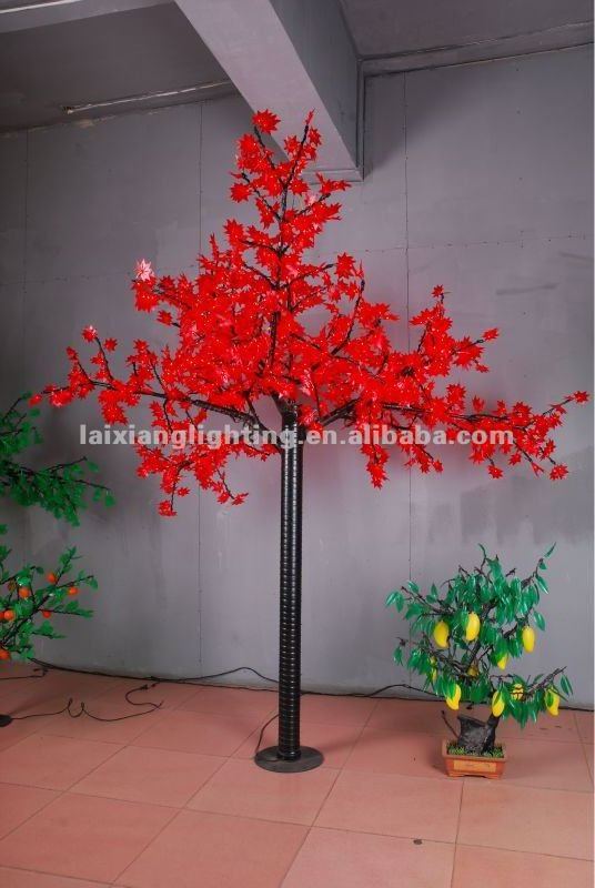 Landscape led maple tree, 3m Artificial red maple tree led outdoor solar tree lights