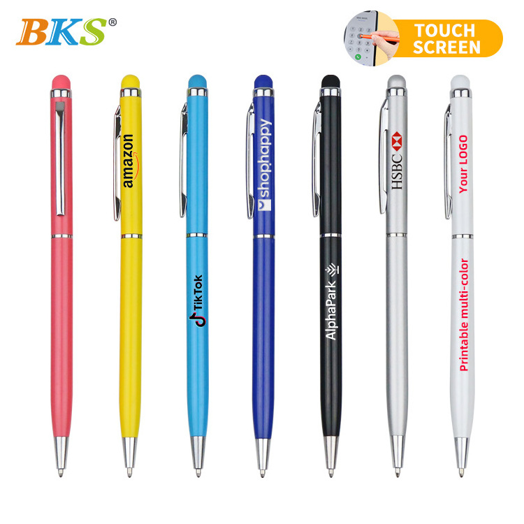 Hot selling metal ballpoint pen stylus pen aluminium promotional advertising ball pen with logo