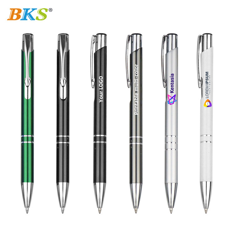 BKS Luxury High Quality Stainless Classic Gold Ballpoint Pens Promotional Gift Custom Logo Click Ballpen