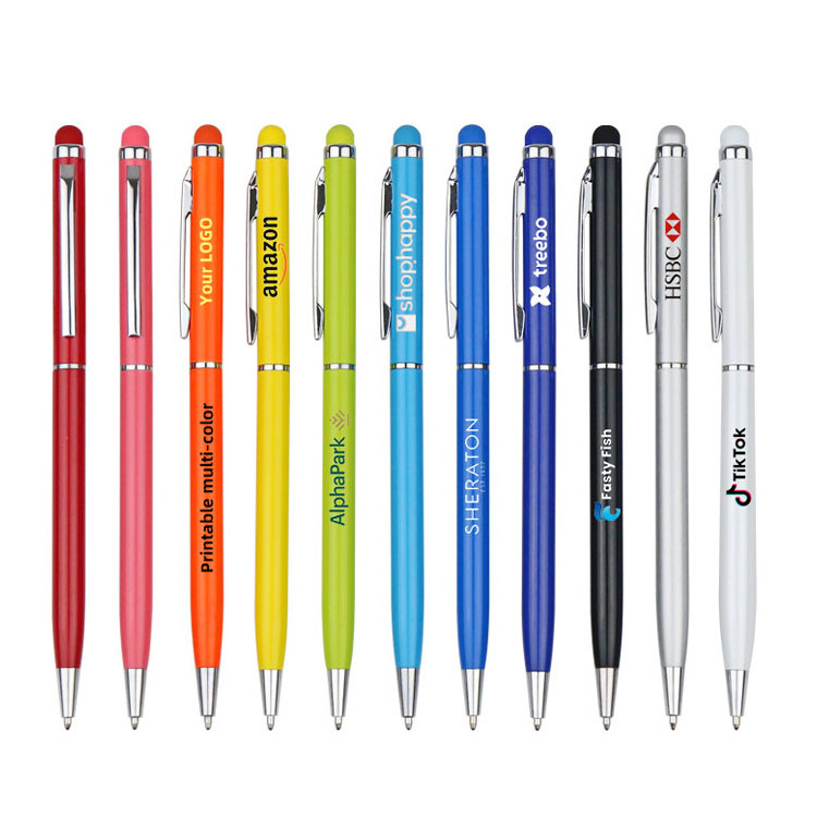 Hot selling metal ballpoint pen stylus pen aluminium promotional advertising ball pen with logo