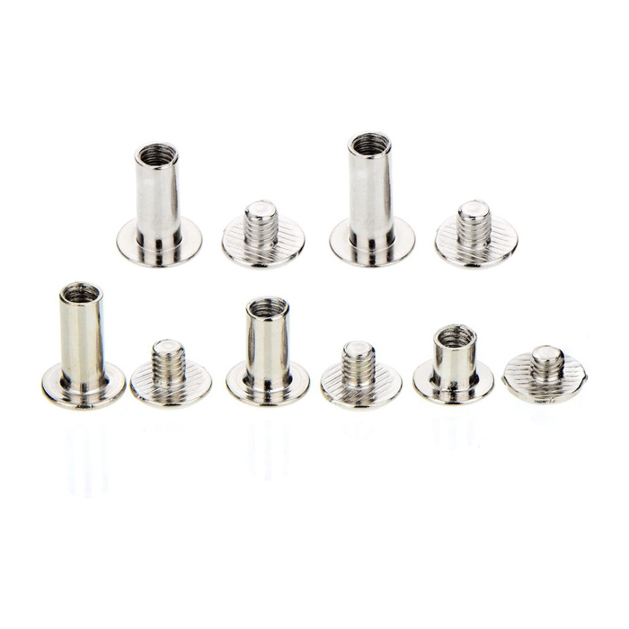 Precision machining countersunk head binding rivet stainless steel male and female screw leather Chicago screws