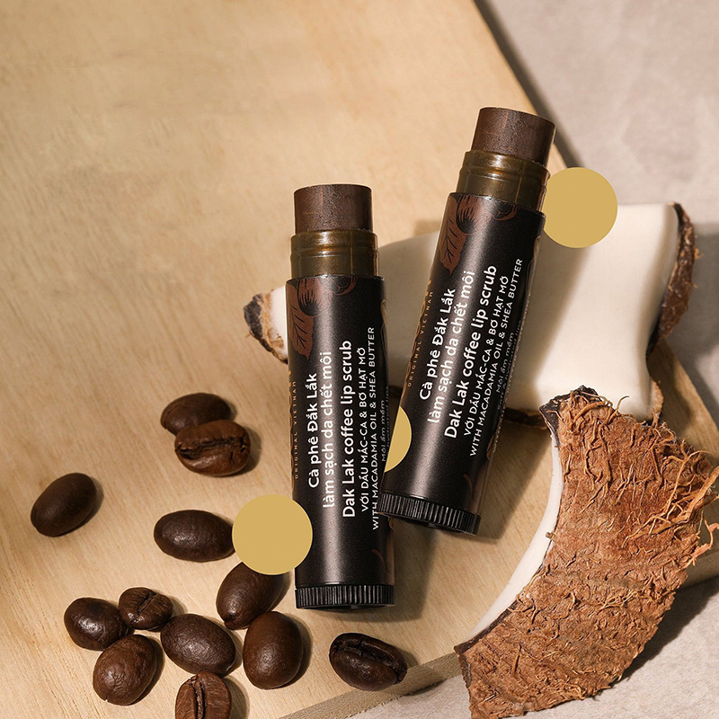 Private Label Moisturizing Coffee Lip Balm Stick Remove Lip Lines Vegan Exfoliating Lip Scrub