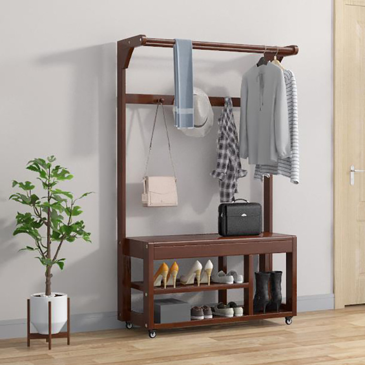 Removable Living Room Free Standing Coat Rack Hall Tree With Bench And Shoe Storage