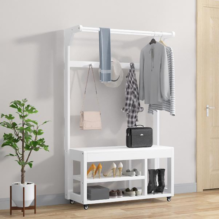 Removable Living Room Free Standing Coat Rack Hall Tree With Bench And Shoe Storage