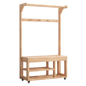 Removable Living Room Free Standing Coat Rack Hall Tree With Bench And Shoe Storage