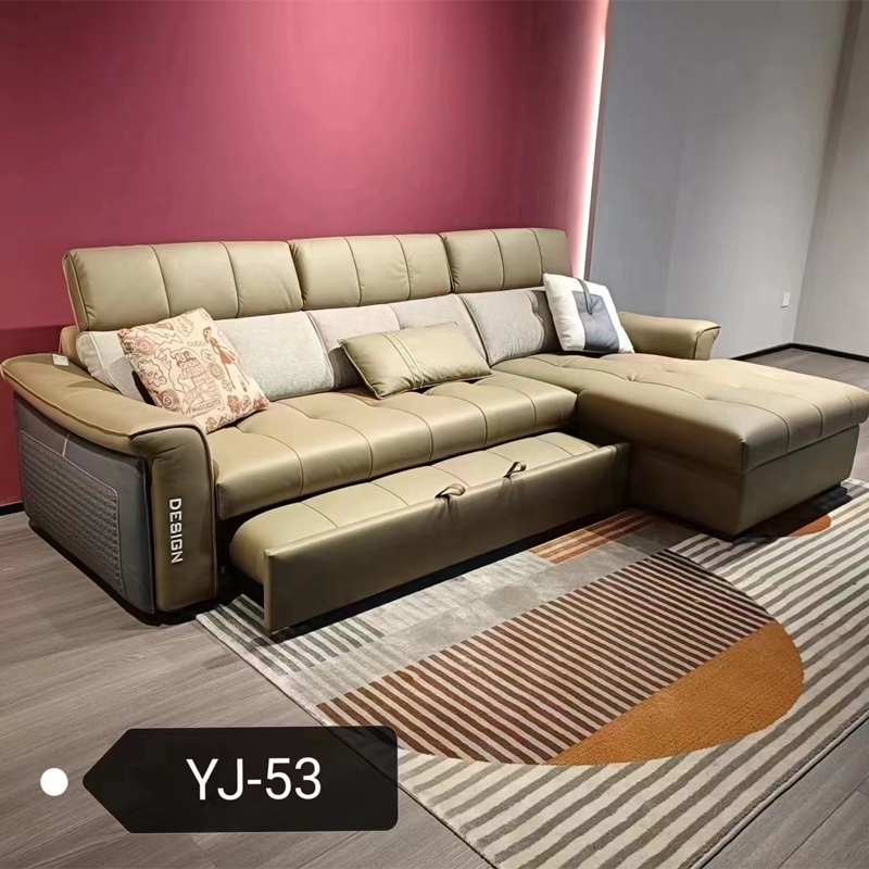 Modern sofa bed living room furniture expandable L-shaped MIcrofiber fabric sofa retractable corner sofa