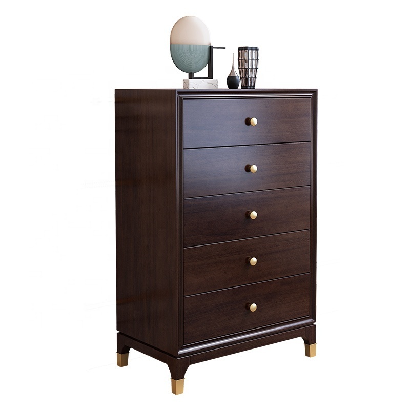 Light luxury solid wood chest of drawers North American cherry wood bedroom furniture locker living room high foot cabinet