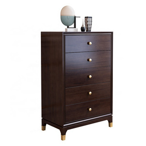 Light luxury solid wood chest of drawers North American cherry wood bedroom furniture locker living room high foot cabinet